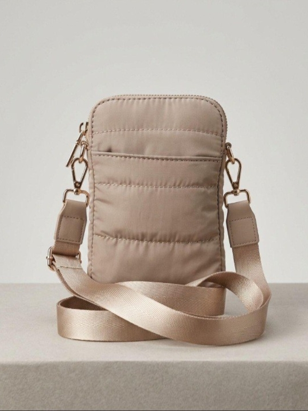 Padded Mini Crossbody Bag in Taupe